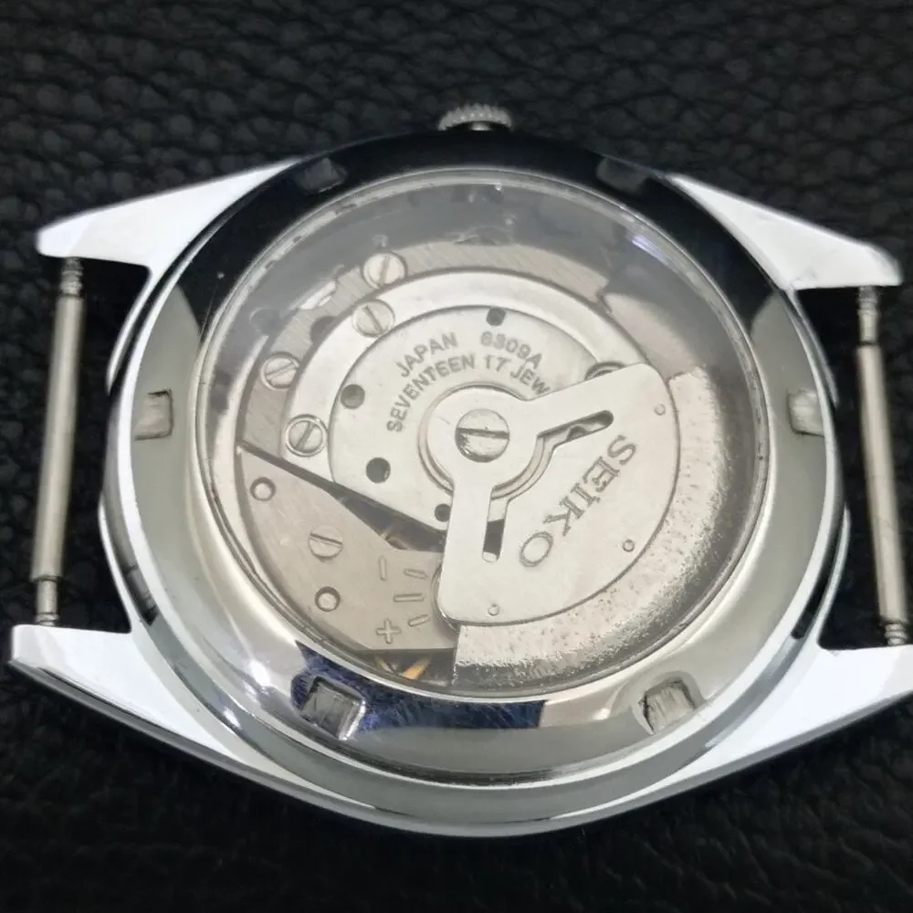 Vintage 1970 FCB Seiko Automatic Mens Silver Watch W/daydate & FCB accents